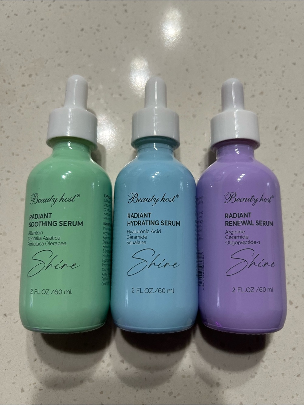 Beauty Host Radiant Soothing, Hydrating, and Renewal Serums ~ Retail $50